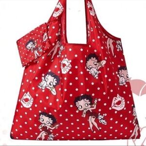 Betty Boop Licensed Portable, Foldable Reusable Bag, Tote, Red, NEW